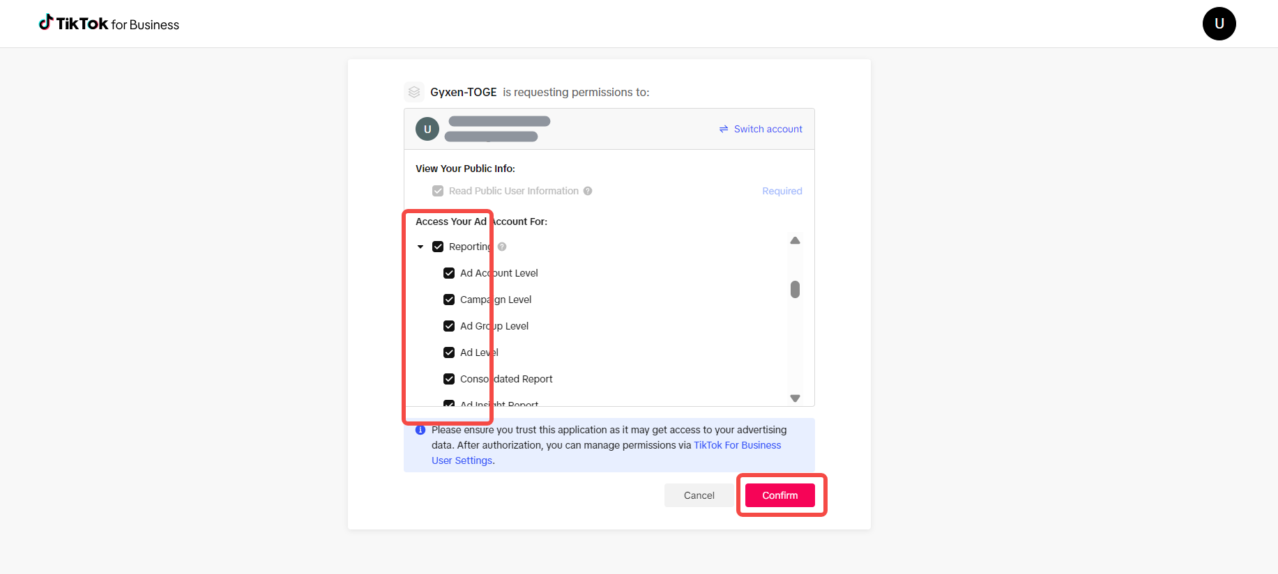 Step 3 — TikTok Business account