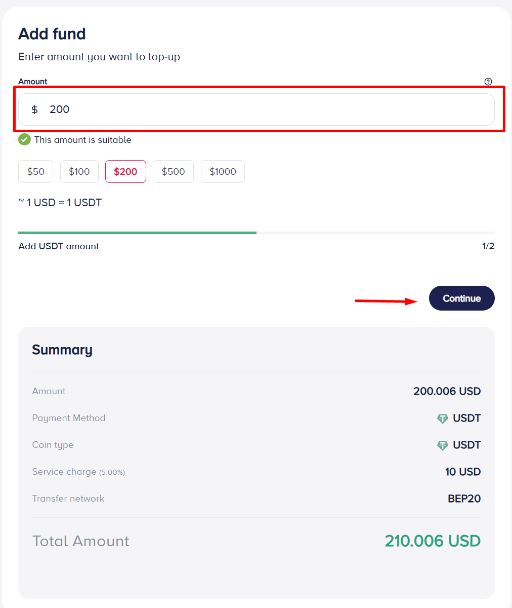 Add fund via Credit Card