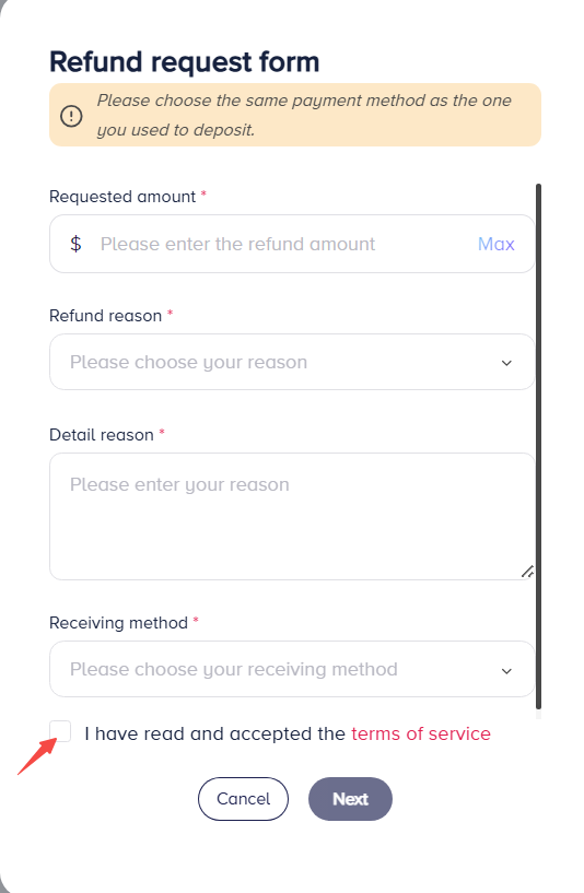 Add fund via USDT