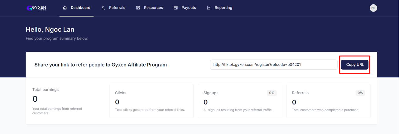 Affiliate link location